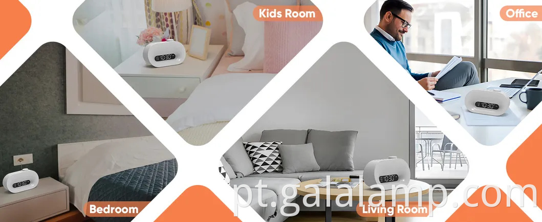 Monitor de sono de ruído branco Bluetooth com despertador RGB